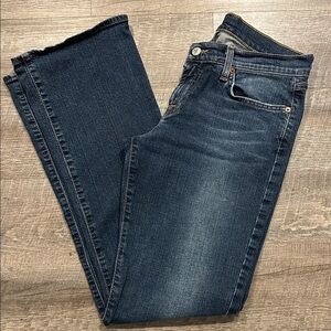 Lucky brand Dungarees mid rise flare regular length distressed Jeans size 8/29